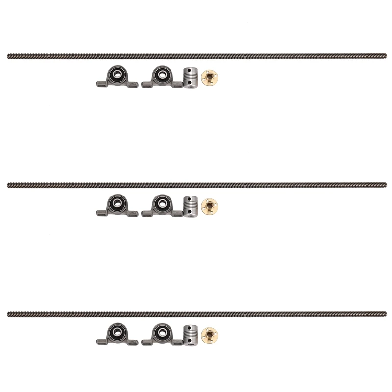 3X T8 8Mm 500Mm Lead Screw Rod With Nut Pillow Block Mounted CNC Set For 3D Printer
3X T8 8Mm 500Mm Lead Screw Rod With Nut Pillow Block Mounted CNC Set For 3D Printer