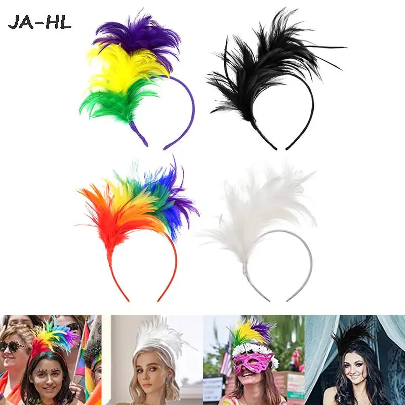 Популярный ободок для волос с перьями, модное украшение для волос для карнавала, аксессуар для волос для танцев, выступлений, Хэллоуина, фестиваля