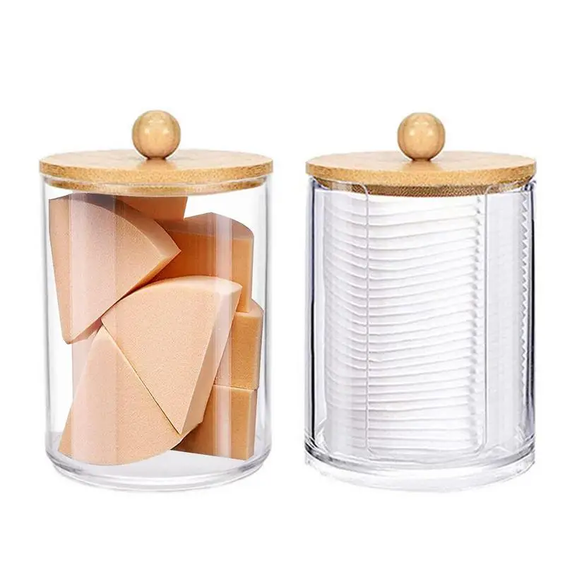 

Q Tip Holder Ball Cotton Swabs Transparent Box Organizer Cosmetics Cotton Pads Holder Qtip Container Bathroom Jar Organizer