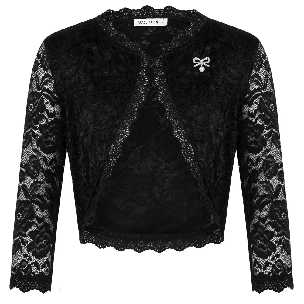 GK Women See Through Floral Lace Bolero 3/4 Sleeve Crew Neck Button Irregular Hem Shrug Match With Dress Party Costume A30
GK Women See Through Floral Lace Bolero 3/4 Sleeve Crew Neck Button Irregular Hem Shrug Match With Dress Party Costume A30