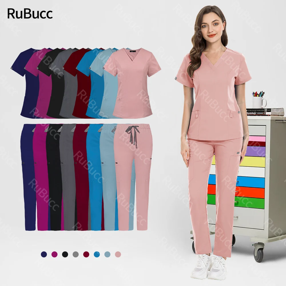 

Nurse Medical Uniform Clinic Scrub Sets Short Sleeved Doctor Tops Pants Uniform Women Nursing Scrubs Medical Clothing for Women