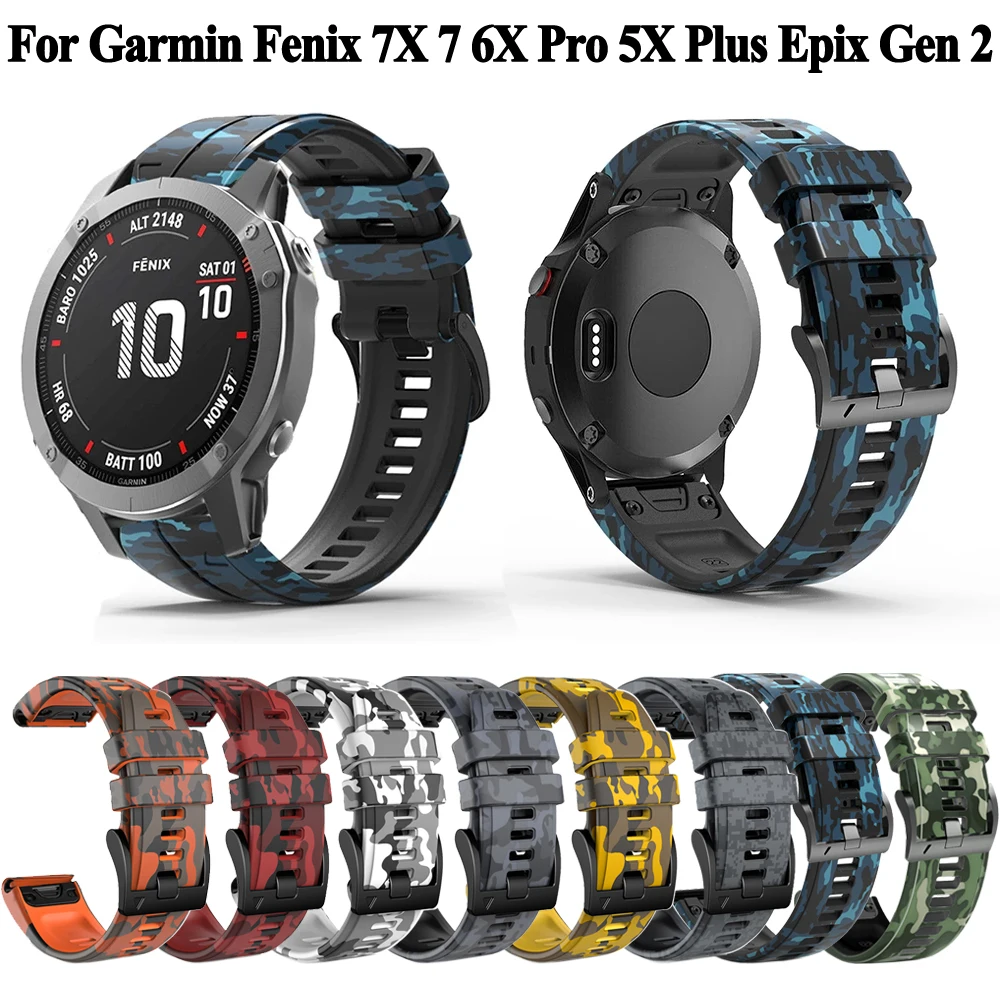 Quickfit 22mm 26mm Camo Strap For Garmin Fenix 7X 7 6 6X Pro 5 5X Plus Marq Epix 2 955 Silicone Watch Band Bracelet Wristband
Quickfit 22mm 26mm Camo Strap For Garmin Fenix 7X 7 6 6X Pro 5 5X Plus Marq Epix 2 955 Silicone Watch Band Bracelet Wristband