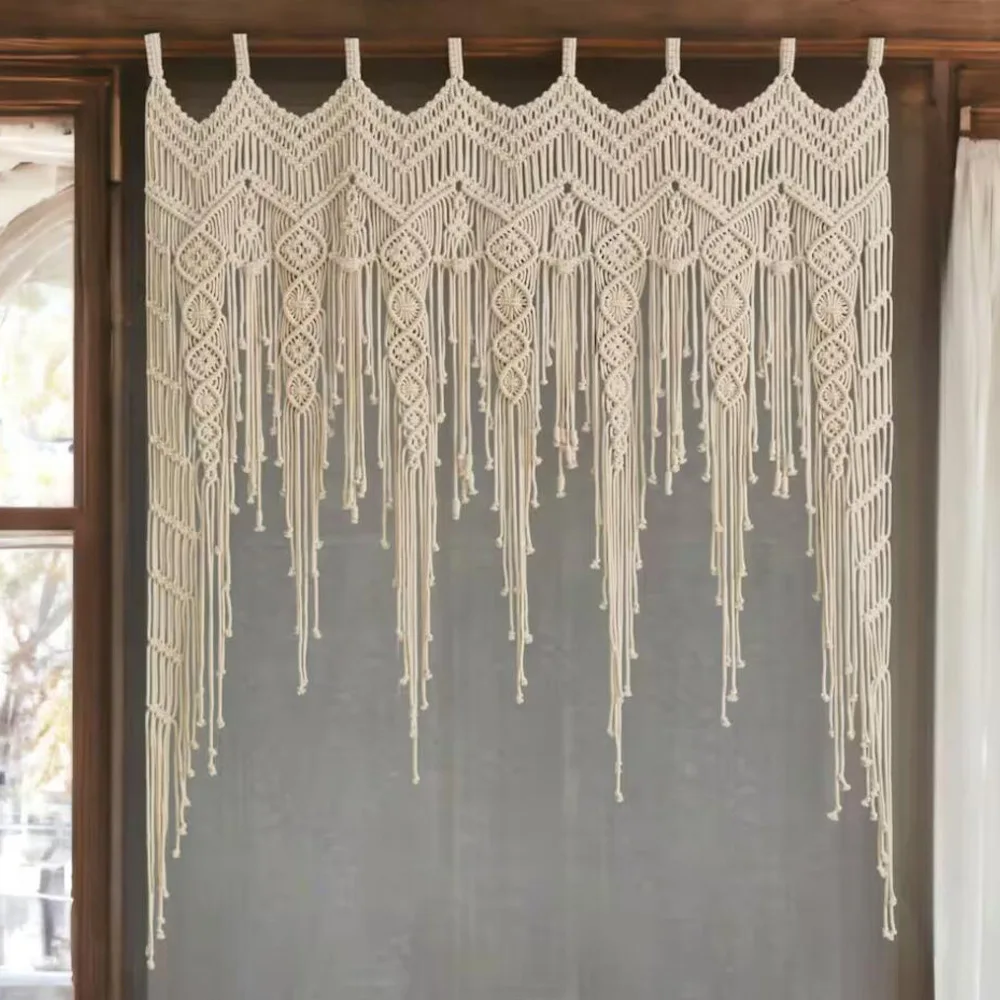 Boho Nursery Macrame Wall Art - Handwoven Cotton Tapestry with Tassels 5 S883bff15d70b480e9b9ae845113c26e1B