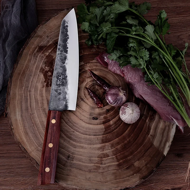 

Кованый кухонный нож ручной работы 5Cr1 5MoV нож из нержавеющей стали Kiritsuke для нарезки мяса шеф-повара мясника резки овощей инструменты для готовки