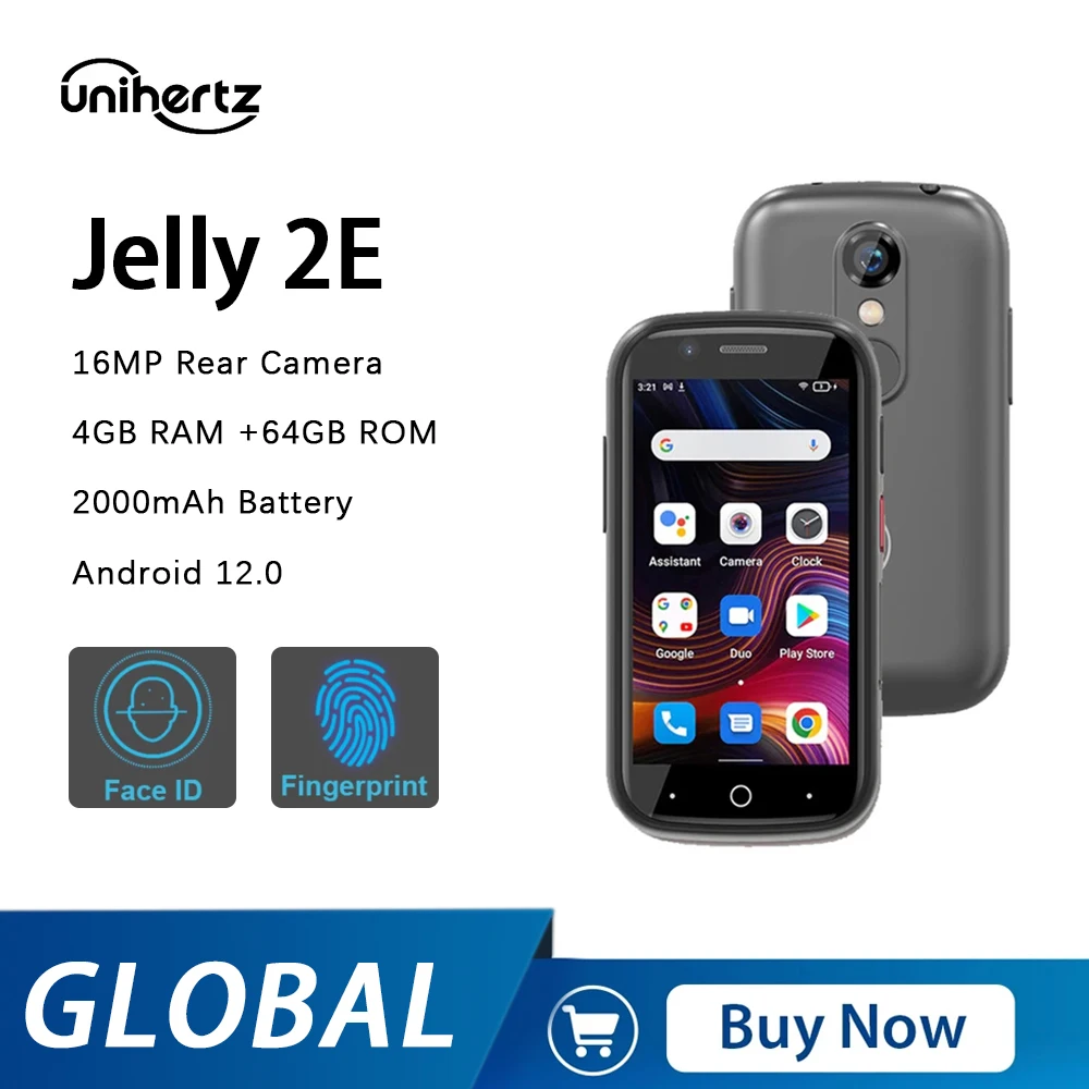 

Global Version Unihertz Jelly 2E 4G Mini Smartphone Android 12 3" HD Display 4GB+64GB 2000mAh VoLTE HD Vioce Small Phones NFC