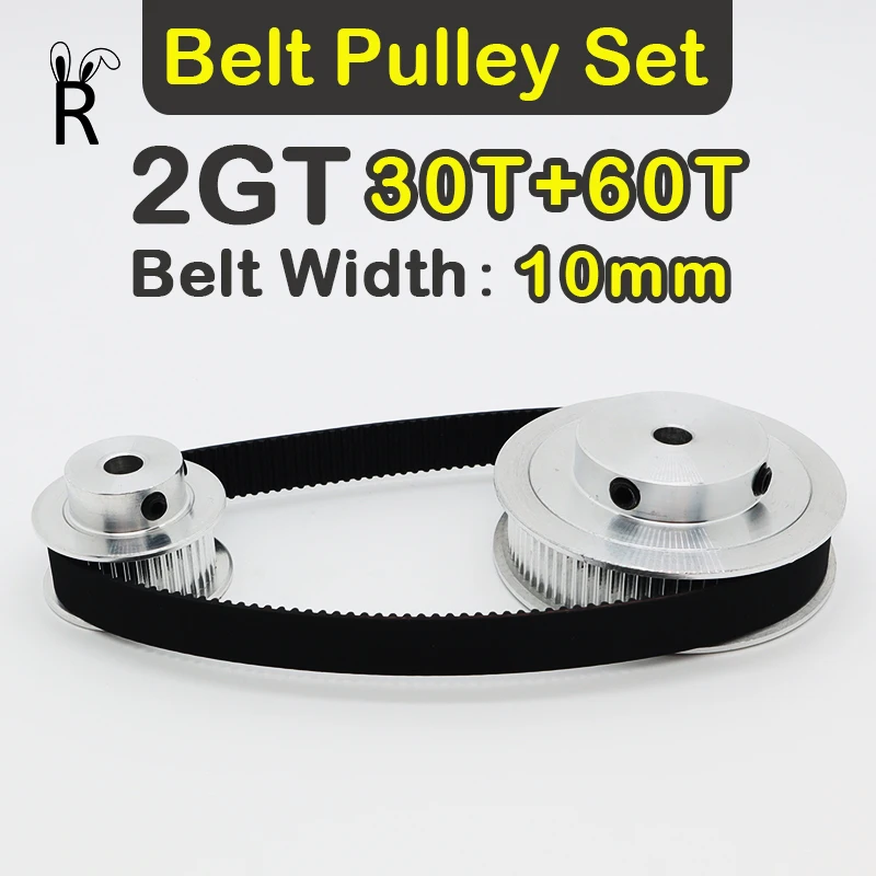 

2:1 Reduction 30T 60T GT2 Belt Pulley Set Synchronous Wheel Kit 60Teeth 30Teeth Belt Width 10mm 3D Printer Timing Pulley Set 2GT