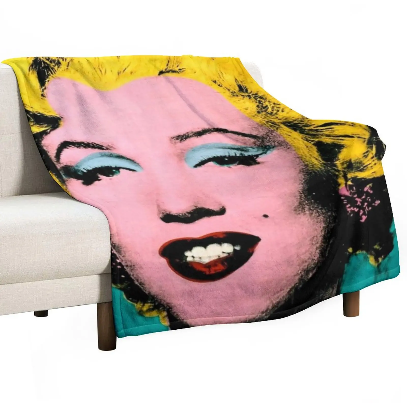 

Andy Warhol Turquoise Marilyn Throw Blanket fluffy blanket Designer Blankets Hairy Blanket Shaggy Blanket