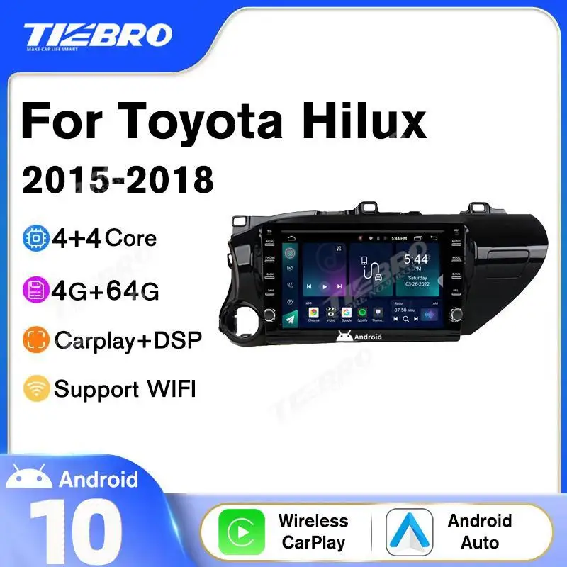 

TIEBRO 2Din Car Radio For Toyota Hilux LHD RHD 2015-2018 GPS Navi 2.5D IPS Screen Stereo Receiver 8G+128G Headunit Autoradio DSP