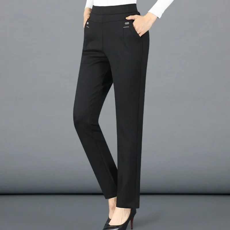 Spring and Autumn Women's Solid Elastic Belt with High Waist and Diamond Pockets Loose Fit Straight Tube Elegant Fashion Pants
Spring and Autumn Women's Solid Elastic Belt with High Waist and Diamond Pockets Loose Fit Straight Tube Elegant Fashion Pants
