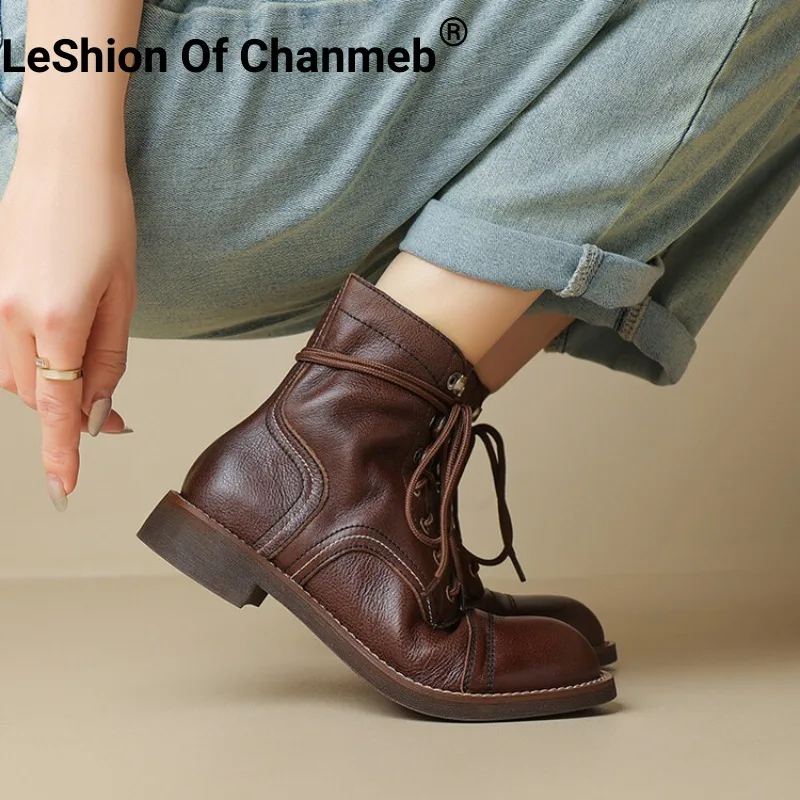 LeShion Of Chanmeb Women Genuine Leather Boots Retro Square Heel Lace-up Combat Boots Woman 2024 Autumn Winter Low Heel Shoes 39
LeShion Of Chanmeb Women Genuine Leather Boots Retro Square Heel Lace-up Combat Boots Woman 2024 Autumn Winter Low Heel Shoes 39