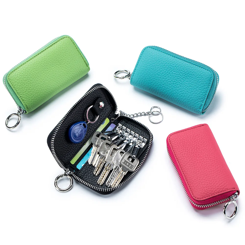 

New Leather Keychain Wallet with 6 Hooks Fashion Car Key Card Holder Organizer Coin Purses Housekeeper Key Bags Wallet Keychain