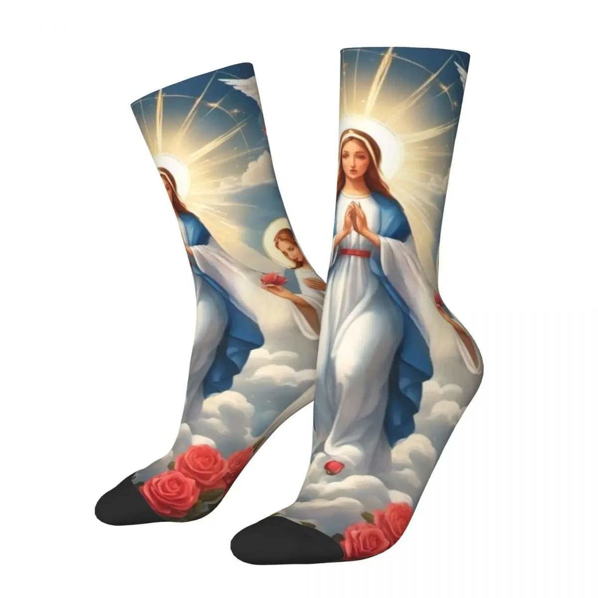 

Красочные женские и мужские носки с изображением Иисуса Христа католической Святой рождественской религии аксессуары для религиозной религии Библии мягкие носки