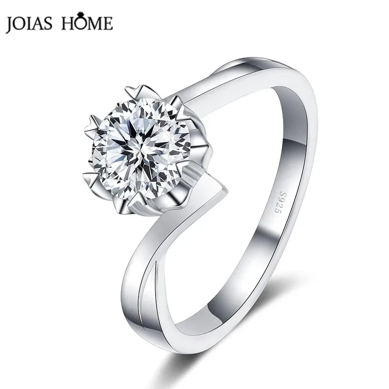 

JoiasHome Love 100 Plum Blossom Sakura Multi Cuttings Moissanite Ring For Female 925 Sterling Silver Fine Jewelry Wedding Ring