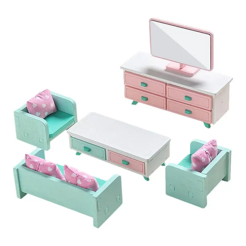 

Wood Dollhouse Furniture Miniature Doll House Furniture Living Room Wooden Furniture Dollhouse Accessories Imaginative Pretend