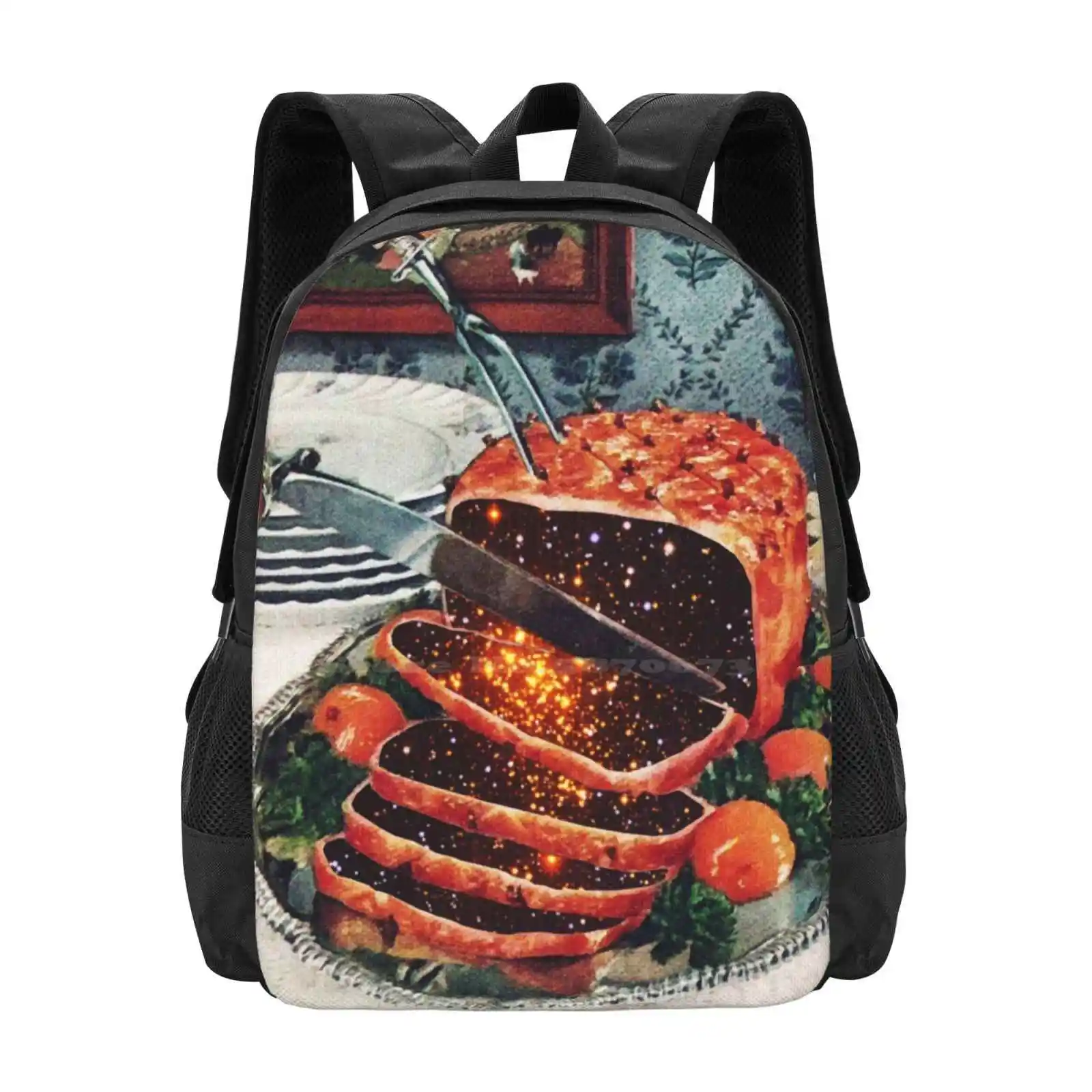 

Дизайнерский рюкзак с рисунком грибов для готовки, школьные сумки для еды, коллажи, искусство, диета Eugenia Loli, Рождественский ужин на День Благодарения