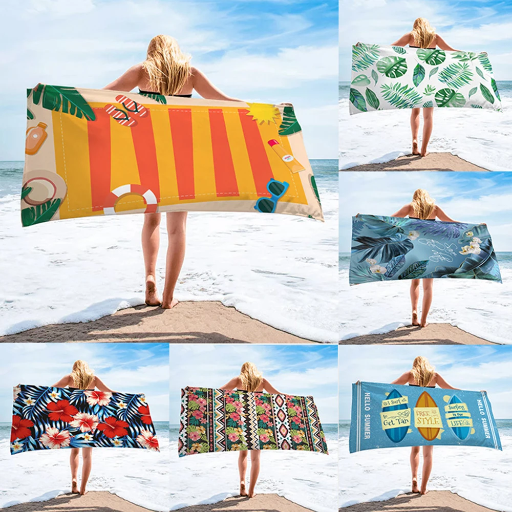 

Летнее дышащее быстросохнущее пляжное полотенце из махровой ткани, пляжное полотенце с принтом, банное полотенце для взрослых, пляжные полотенца из микрофибры