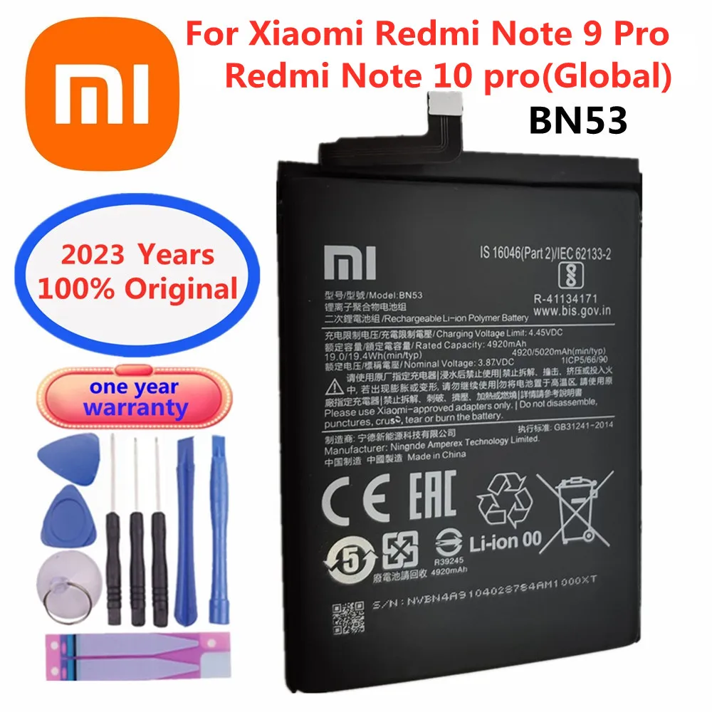 2023 years New 100% Original Battery BN53 For Xiaomi Redmi Note 9 Pro / Redmi Note 10 pro (Global) 5020mAh Mobile Phone Battery
2023 years New 100% Original Battery BN53 For Xiaomi Redmi Note 9 Pro / Redmi Note 10 pro (Global) 5020mAh Mobile Phone Battery