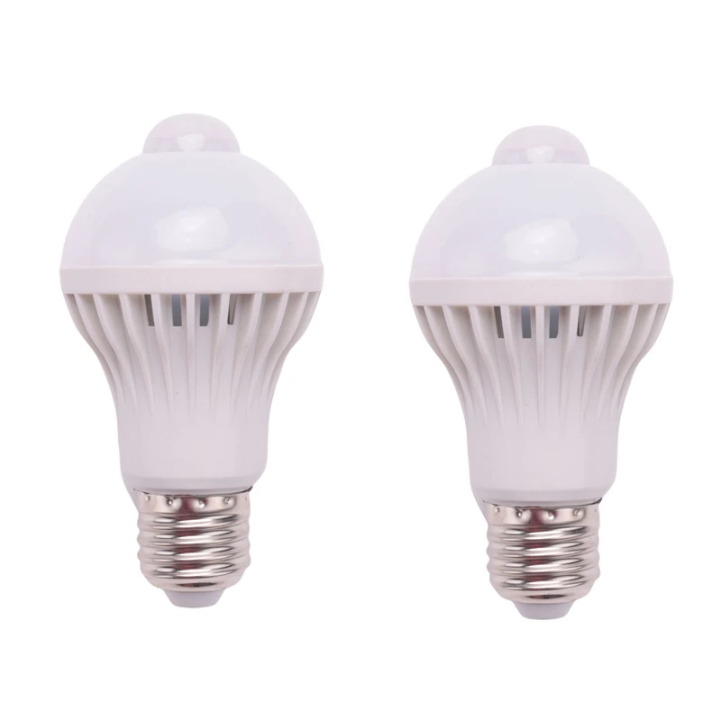 

2X E27 Led Bulb Light Motion Sensor Light LED PIR Motion Sensor Lamp Globe Bulb Light Lamp, 5W