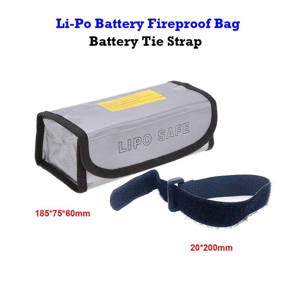 LiPo Li-Po Battery Fireproof Safety Guard Safe Bag 185*75*60MM w/ Black Battery Tie Strap For RC Car Drone Tool Parts
LiPo Li-Po Battery Fireproof Safety Guard Safe Bag 185*75*60MM w/ Black Battery Tie Strap For RC Car Drone Tool Parts