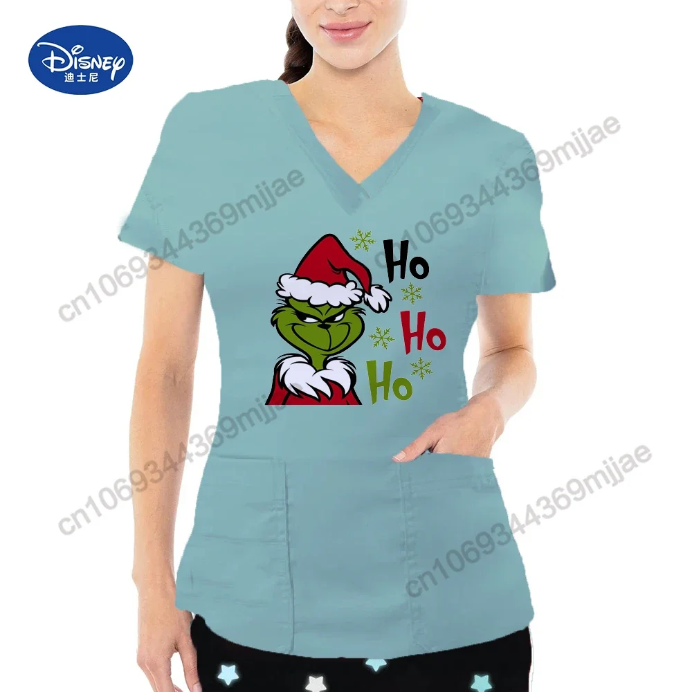 

Nurse T-shirt Woman Clothes for Women V-neck Pocket Women's T-shirts Disney Women's Surgical Clothing Y2k Tops Female Top Blouse