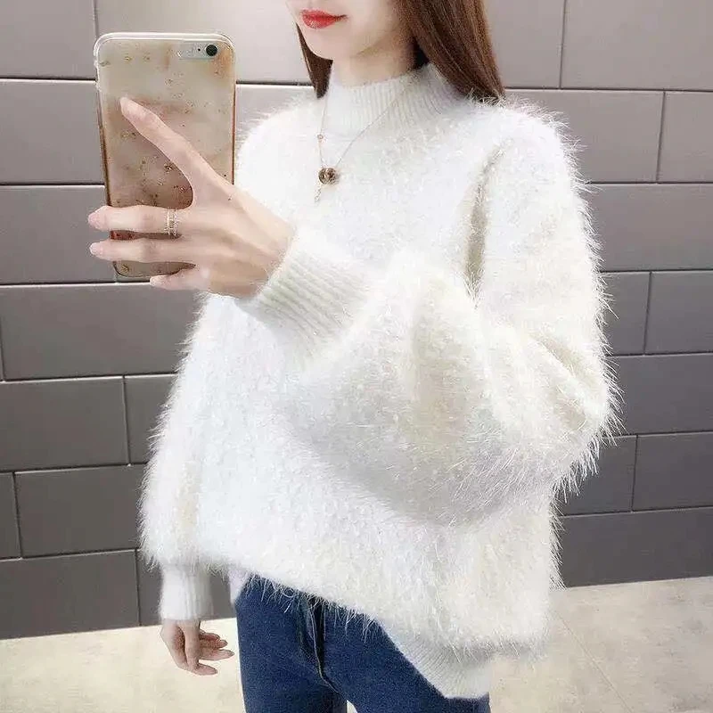 Half Turtleneck Thick Sweater Women's 2022 Autumn Winter New Korean Bright Silk Loose Lazy Wind Large Size Bottoming Shirt Women
Half Turtleneck Thick Sweater Women's 2022 Autumn Winter New Korean Bright Silk Loose Lazy Wind Large Size Bottoming Shirt Women