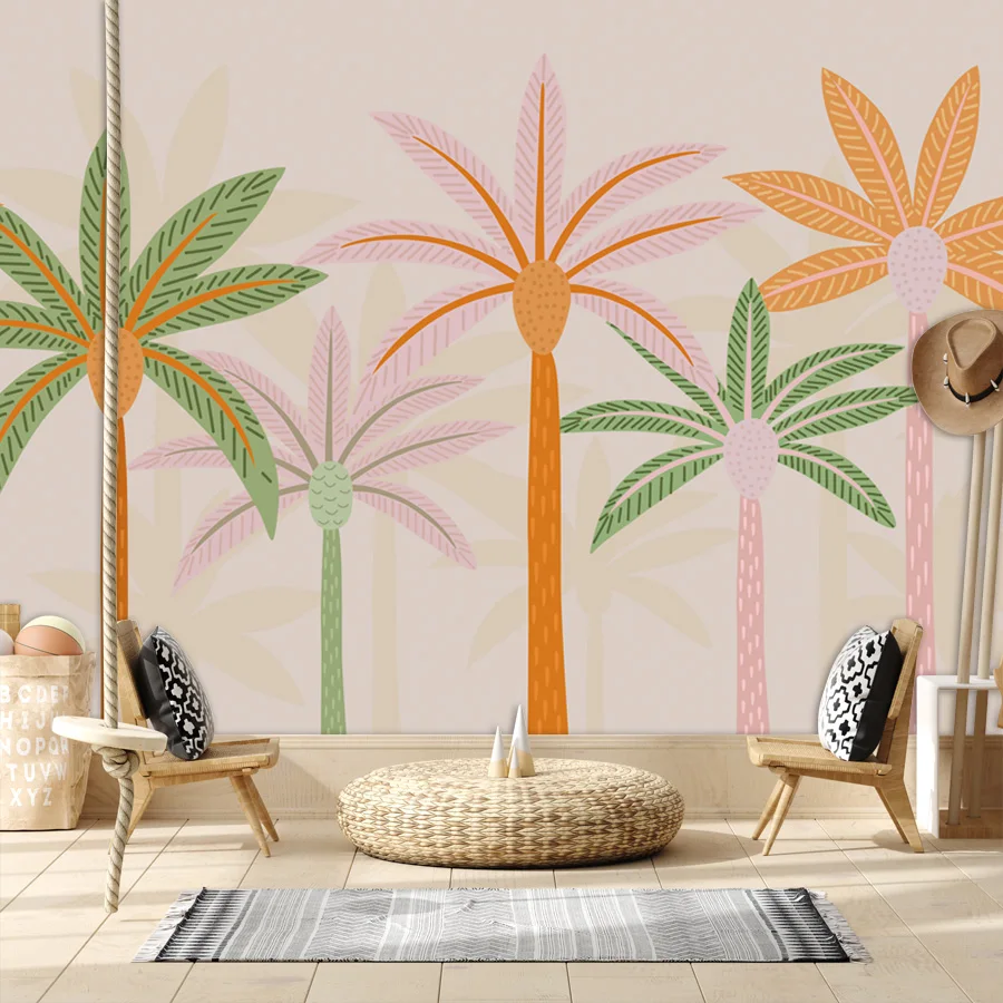 

Custom Peel and Stick Wallpapers Accept for Living Room Bedroom Walls Contact Papers Home Decor Palm Trees Cartoon Kids TV Mural