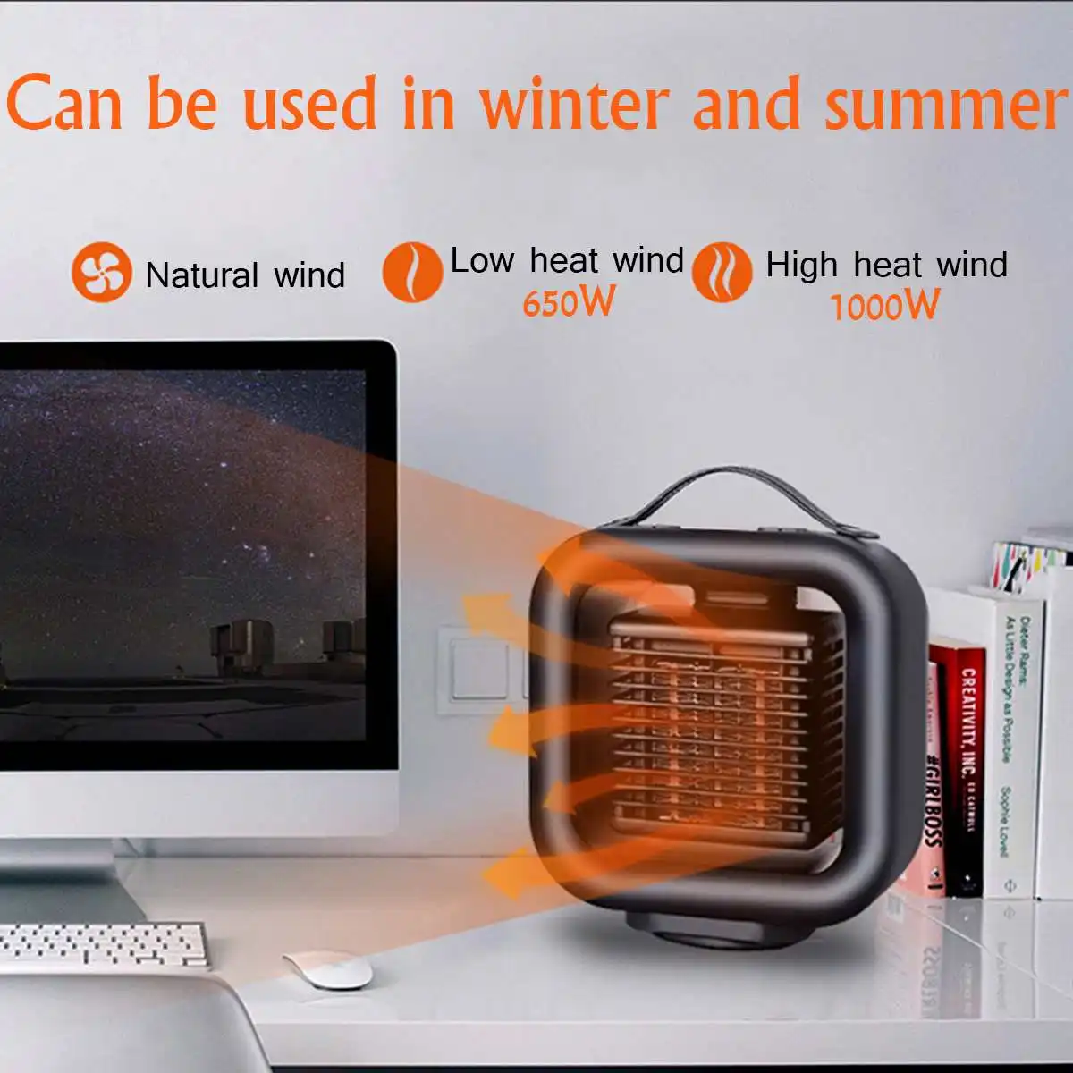 1000W 3 Modes Portable Mini Heating and Cooling Dual-use Electric Heater Desktop Heater for Household Indoor Heating Camping
1000W 3 Modes Portable Mini Heating and Cooling Dual-use Electric Heater Desktop Heater for Household Indoor Heating Camping