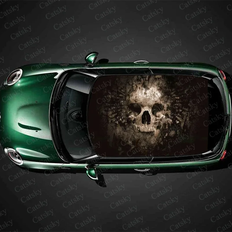 

Death skulls Cool Car Roof Sticker Wrap Racing SUV Accessories Packaging Painted PVC Custom Car Hood Graphic Decal Decoration