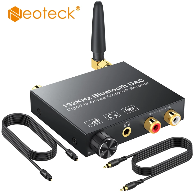 Neoteck 192 кГц Bluetooth-совместимый DAC цифровой аналоговый аудио конвертер с регулятором громкости DAC аудио конвертер адаптер 
Neoteck 192 кГц Bluetooth-совместимый DAC цифровой аналоговый аудио конвертер с регулятором громкости DAC аудио конвертер адаптер