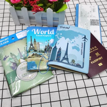 Pu 여권 커버 남녀공용, 블루 그린, 세계 유명 풍경 케이스, 거치대 지갑, 여행 액세서리, 신제품, 1 PC