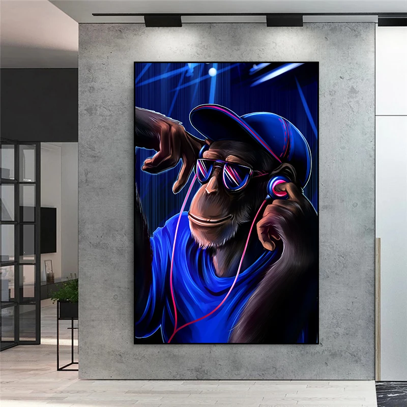 Orangutan With Headphones Posters and Prints Modern Animal Canvas Painting Wall Art Pictures for Living Room Home Decoration
Orangutan With Headphones Posters and Prints Modern Animal Canvas Painting Wall Art Pictures for Living Room Home Decoration