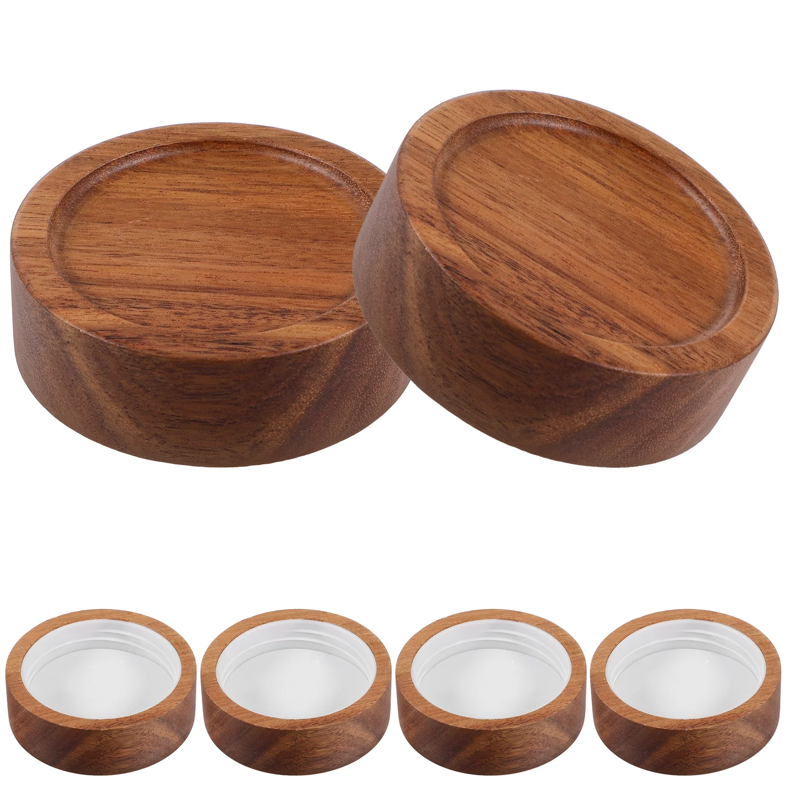 

6 Pcs Mason Jar Lids Glass Sealing Bottle Storage Beverage Leakproof Acacia Wood Cover Drink Can Covers Canning Wooden