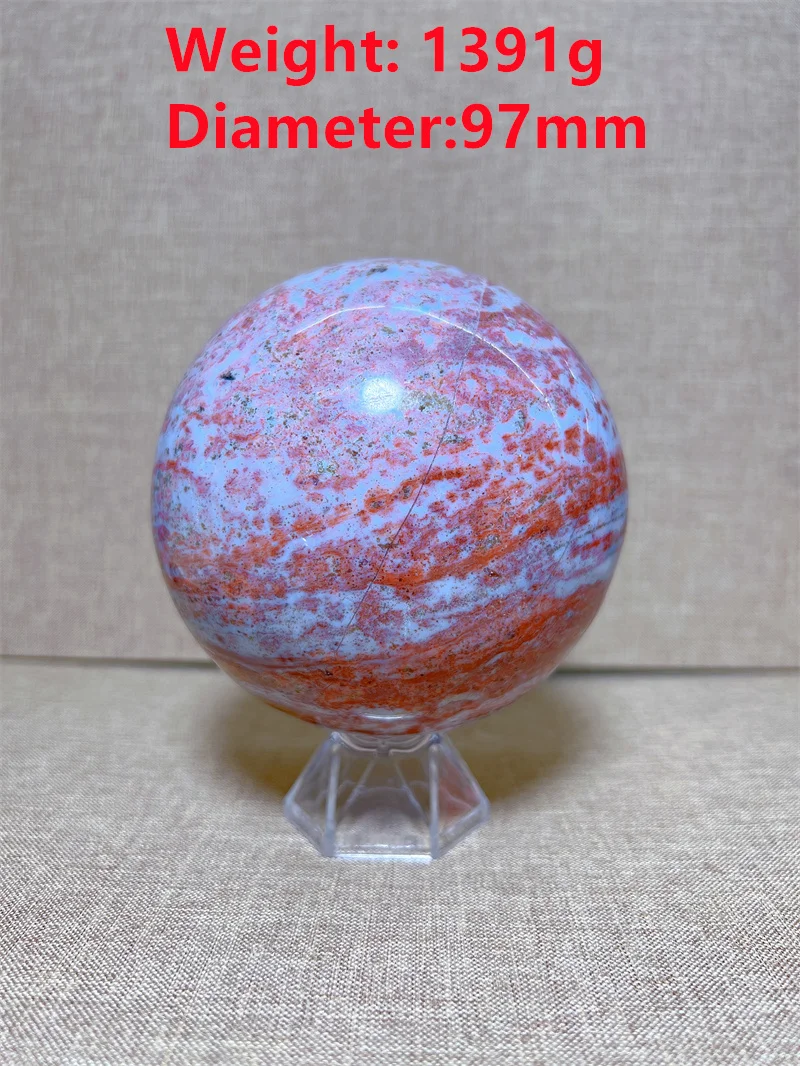 

Natural Pink Ocean Jasper Sphere Free Form Carving Reiki Healing Stone Home Decoration Exquisite Gift