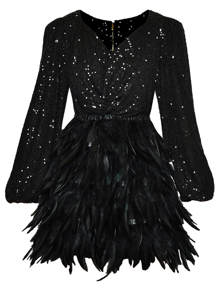 New High Quality Fashion Summer Female Party Black Red Feather Sequin Girls Sexy Sweet Chic Slim Elegant Casual Tops Mini Dress
New High Quality Fashion Summer Female Party Black Red Feather Sequin Girls Sexy Sweet Chic Slim Elegant Casual Tops Mini Dress