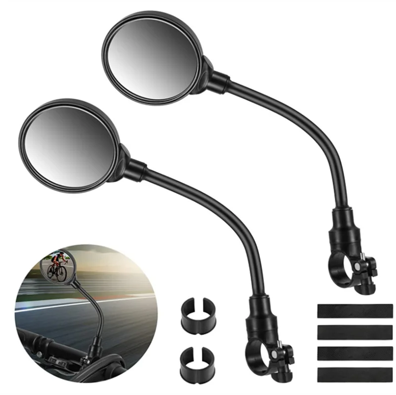 

1PC Long Bicycle Rearview Handlebar Mirrors 360° For Mountain Road Bike Motorcycle Bendable Hose Adjustable Rearview Mirror