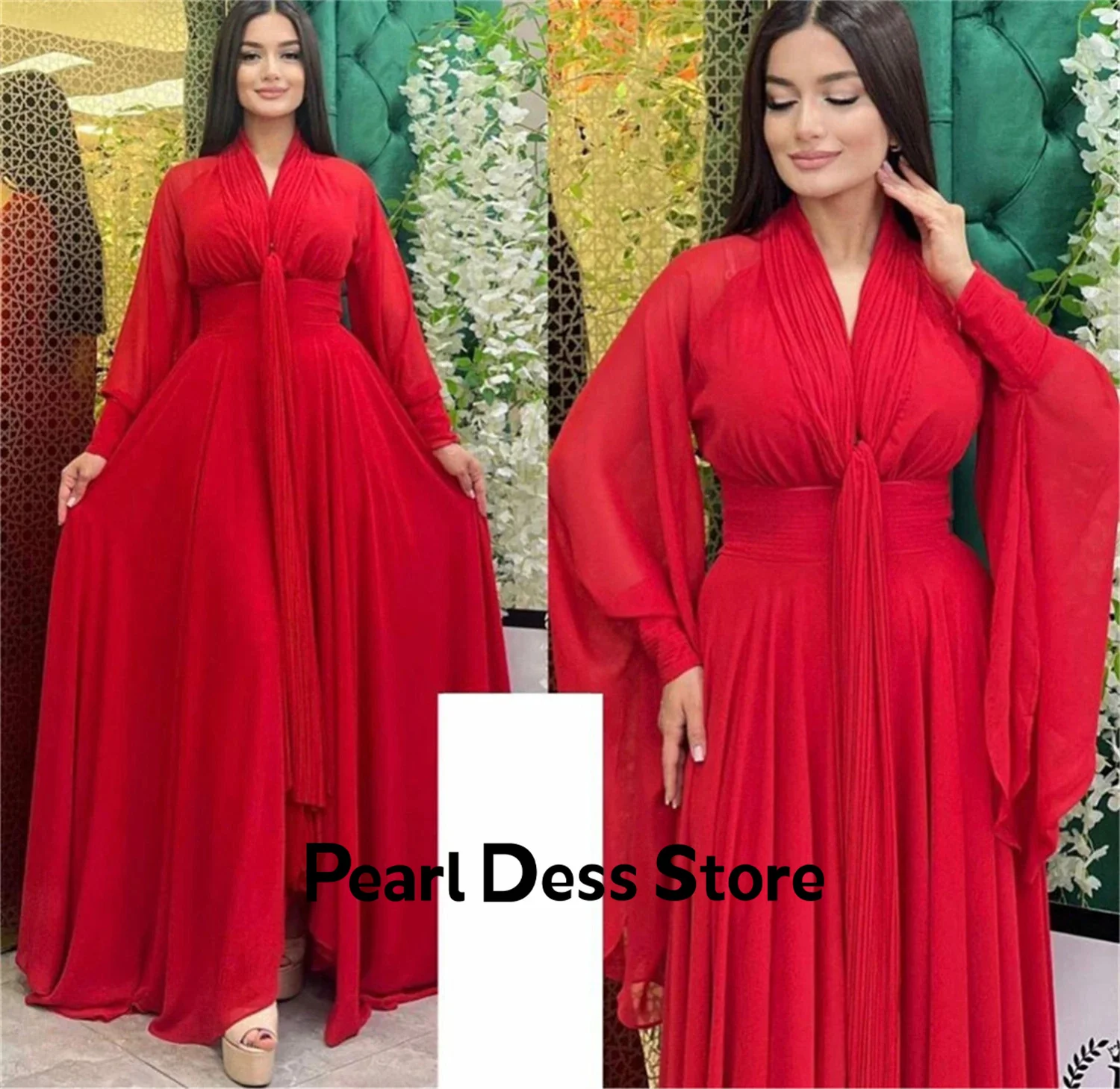 2024 Flare Sleeves Green Chiffon Silk Muslim Women's Ball Party Dress Robe De Soiree
2024 Flare Sleeves Green Chiffon Silk Muslim Women's Ball Party Dress Robe De Soiree