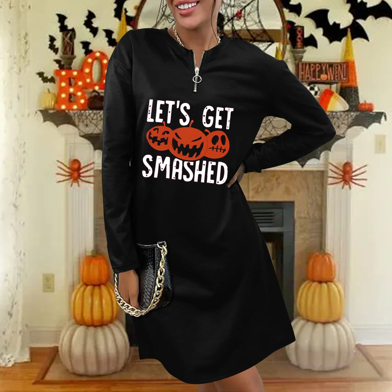 Women's Autumn Tops Pumpkin New Halloween Casual Print Blouse Long-Sleeved Dress
Women's Autumn Tops Pumpkin New Halloween Casual Print Blouse Long-Sleeved Dress