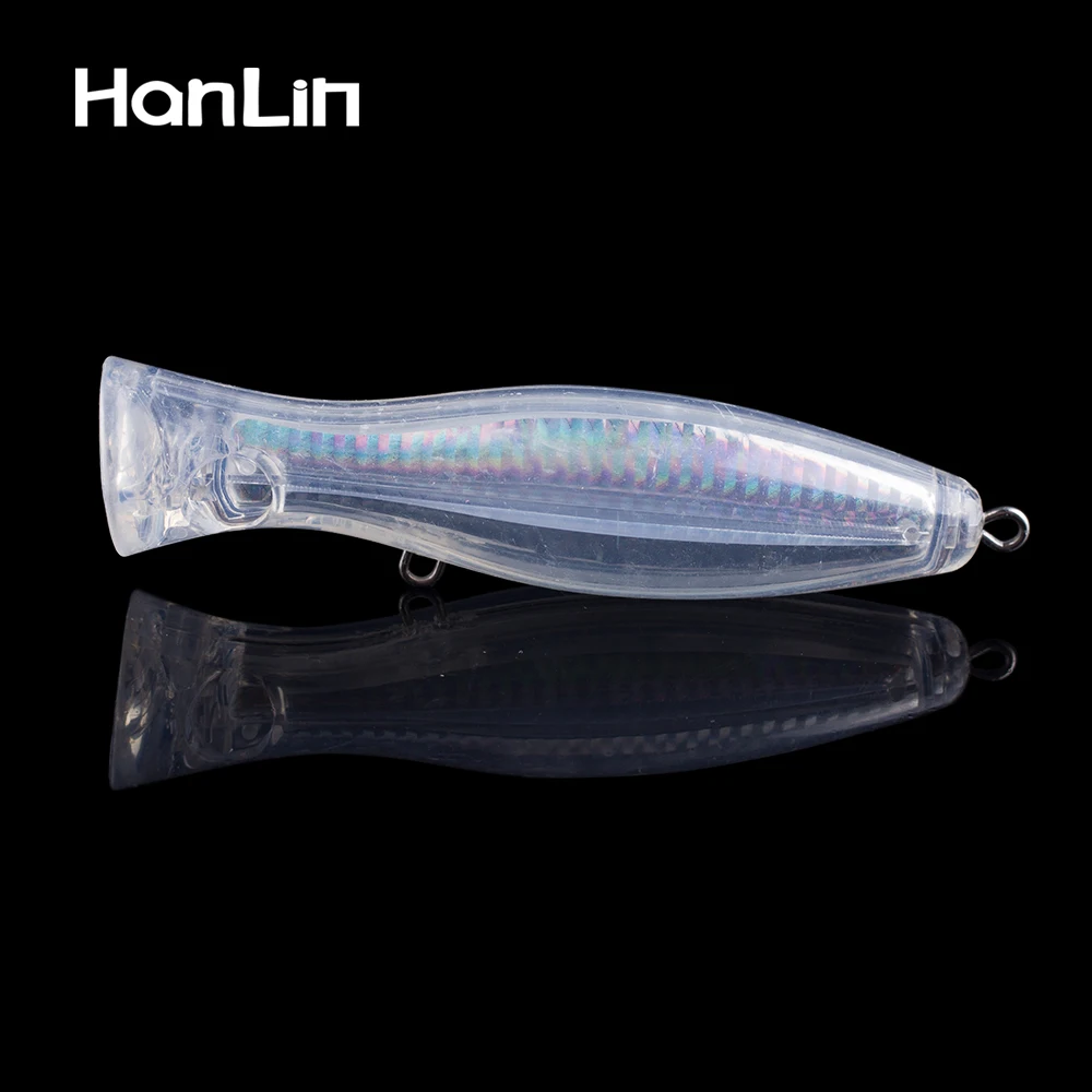 

Hanlin 5/10pcs 12CM 36G Large Popper Bait Blank Foil Both Inside Unpainted Topwater Baits Hard Plastic Fishing Lures Tackle