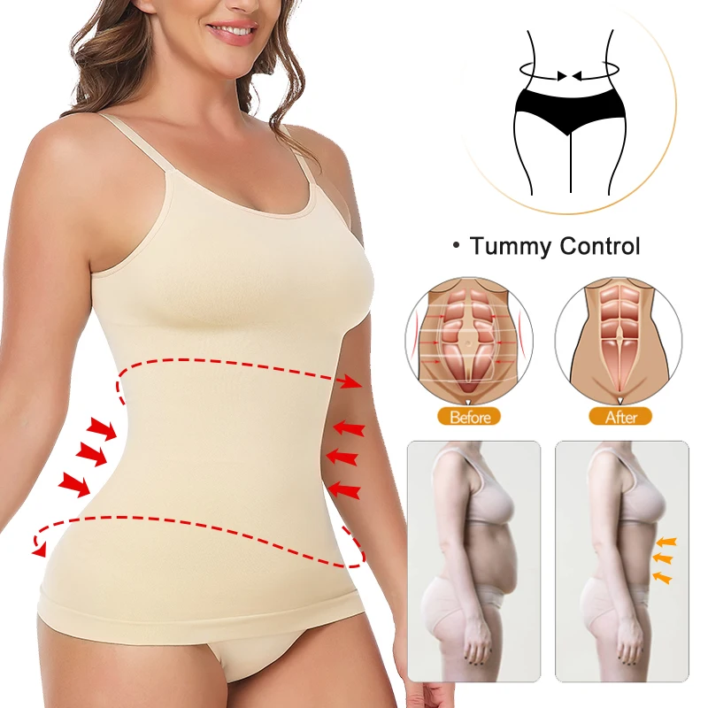 Camisole Shapewear for Plus Size Women Tummy Control Shapewear Shaping Tank Tops Slimming Body Shaper Compression Vest Underwear Camisole Shapewear for Plus Size Women Tummy Control Shapewear Shaping Tank Tops Slimming Body Shaper Compression Vest Underwear