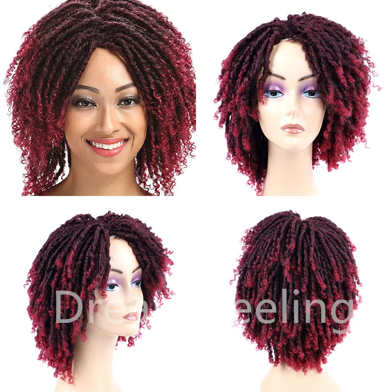 

Africa Braids Wigs Synthetic Dreadlock Braiding Wig For Women1B- BUG Curly Hair Short Crochet Braid Faux Locs Hair