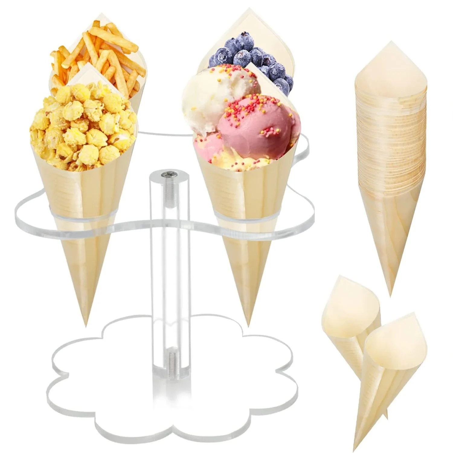 4 Hole Clear Acrylic Ice Cream Cone Ice Cream Stand 2 Tier Wedding Birthday Party Cupcake Display Stand
4 Hole Clear Acrylic Ice Cream Cone Ice Cream Stand 2 Tier Wedding Birthday Party Cupcake Display Stand