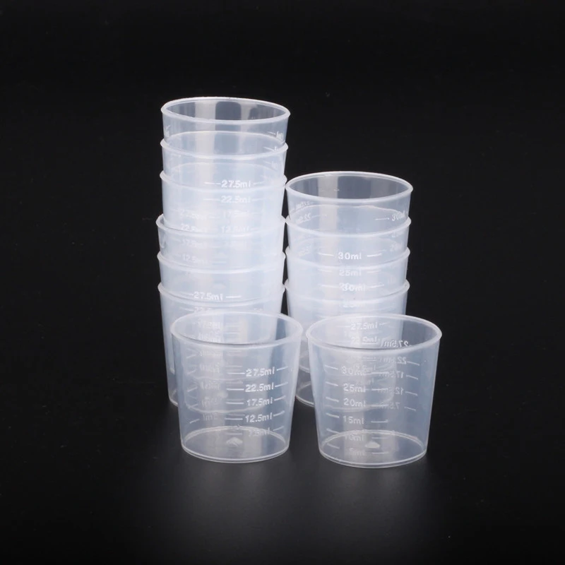 

20pcs 30ml Plastic Graduated Cups Measuring Scale Cups Transparent Liquid Container for Mixing Paint Stain Epoxy Resin