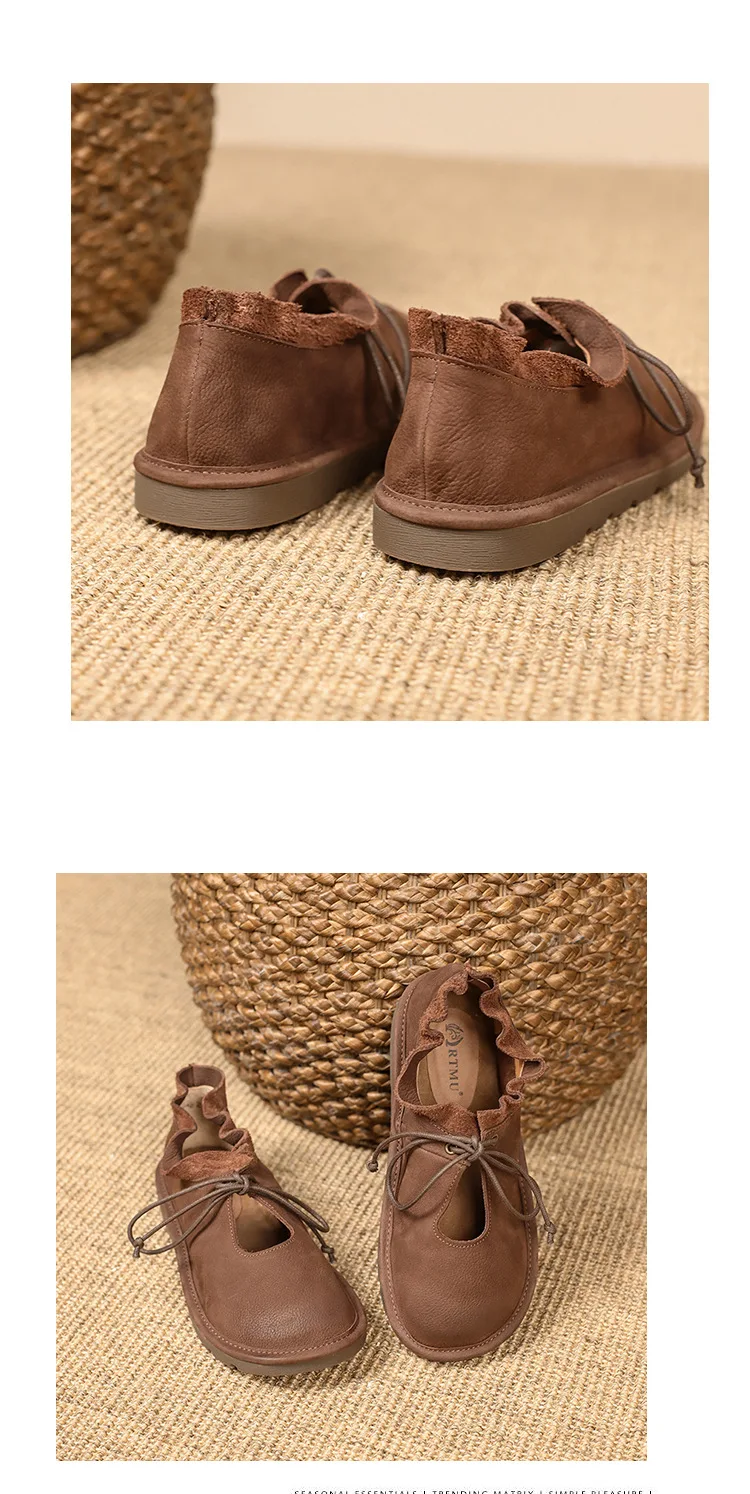 Plus Size Women Flats Retro Lace-up Mary Jans Leather Shoes Ladies Spring Summer Outdoors Casual Soft Comfort Sneakers Zapatos 28 S886ec95c221e4139b917a6159f9cda85f