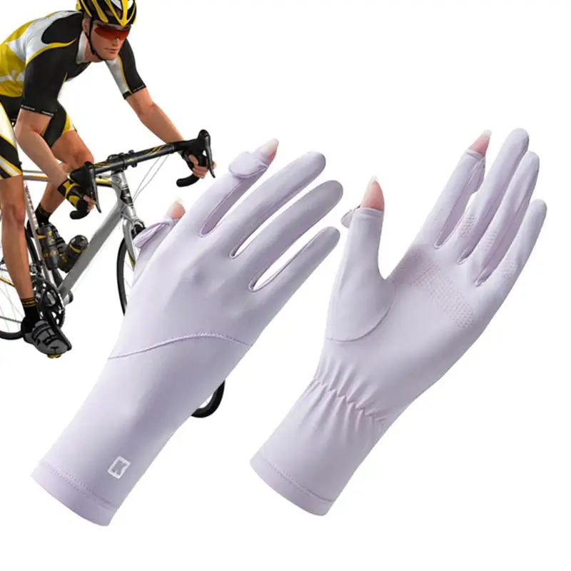 

Women Gloves Summer Ice Silk Mittens Anti-Slip Sunscreen Cycling Driving Gloves Stretch Thin Gloves