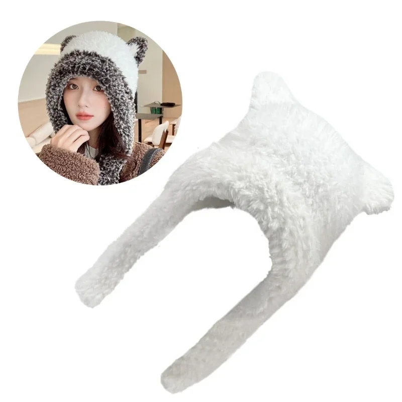 

Шапка-ловец для студентов, взрослых, ветрозащитная зимняя шапка, утепленная плюшевая шапка в форме медвежьих ушей, сохраняющая