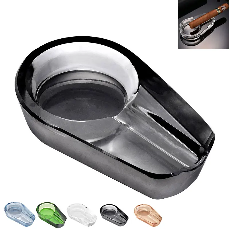 

Cigar Ashtray Luxury Crystal Glass Ashtrays Portable Travel One Slot Ash Tray Cigar Holder Home Office Hotel Smoking Accessories
