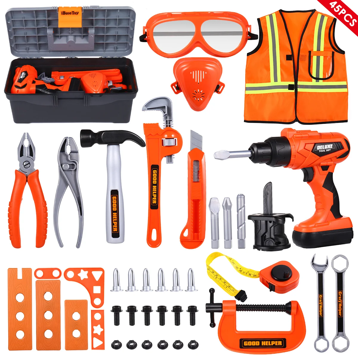 iBaseToy 45pcs Kids Tool Toys Children Role Play Pretend Play Toy Set Educational Learning Repairman Toy Kit
iBaseToy 45pcs Kids Tool Toys Children Role Play Pretend Play Toy Set Educational Learning Repairman Toy Kit