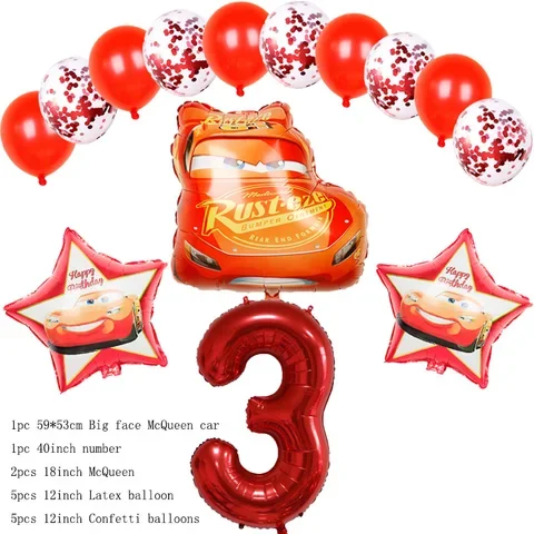 

Cartoon Mcqueen Car Birthday Foil Balloons Baby Shower Party Decoration Kids 40inch Number Car Helium Ballons Children Toys