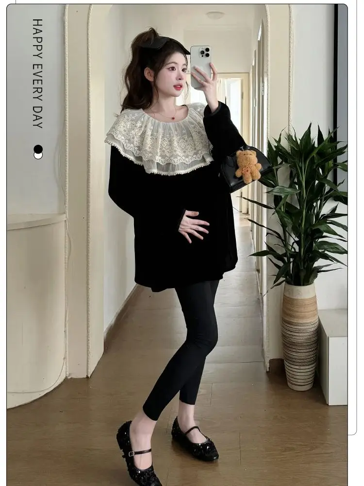 Autumn Pleated Flying Sleeve Pregnancy Shirt+belly Trousers Twinset Loose Casual Pregnant Woman Pants Suit Maternity Clothes Set 2 S8877c9eff0be476aa98418bc7421ee9bm