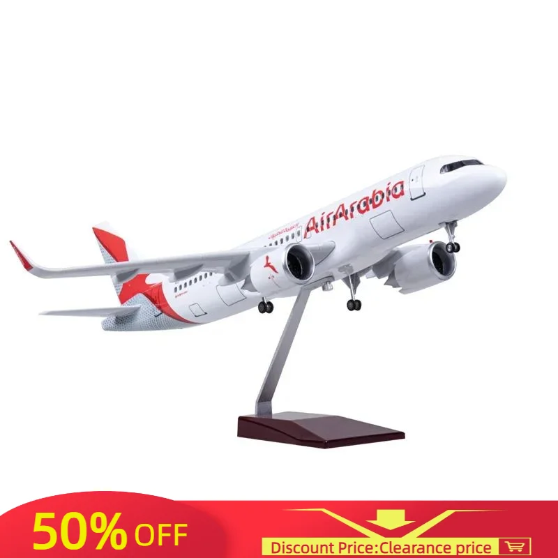

New1:80 With Wheels And Lights 47cm Arab Arabia Airlines Airbus A320 Simulation Passenger Aircraft Model Collection Display Gift